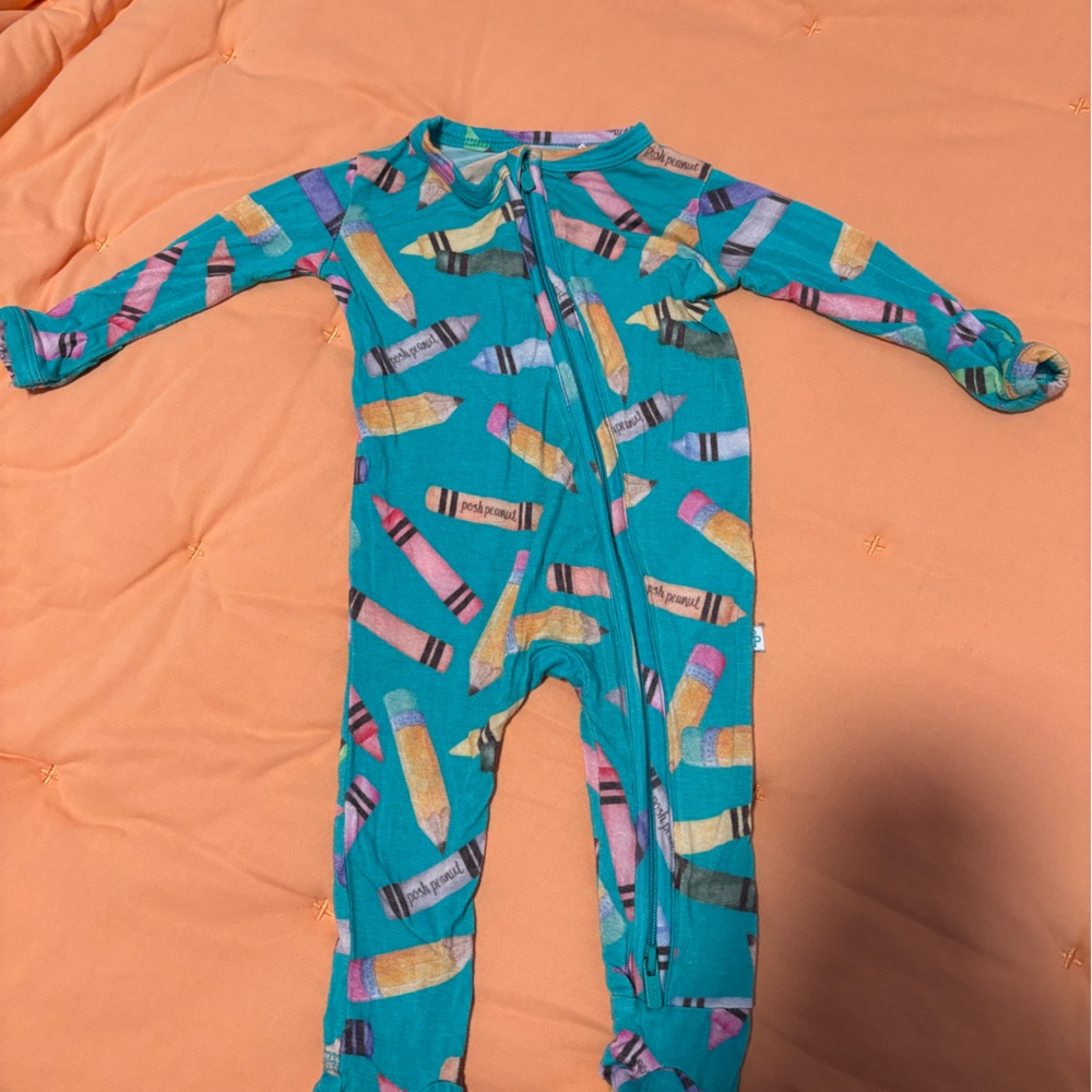 Posh Peanut Blue and Pink Footies One Piece Sleepwear